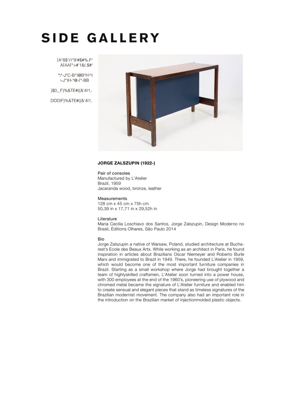 Jorge Zalszupin Pair Of Consoles Side Gallery